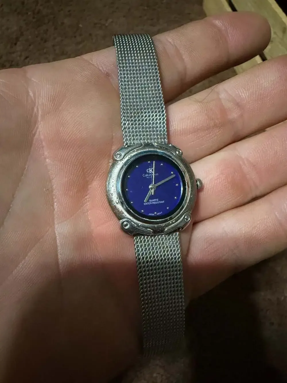 Calvin Klein ck 1904 Vintage Quartz Watch Blue Dial Mesh Strap